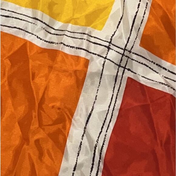 Vintage Vera Neumann Scarf - Signed - Red Orange Yellow Abstract - 27" - Picture 3 of 7